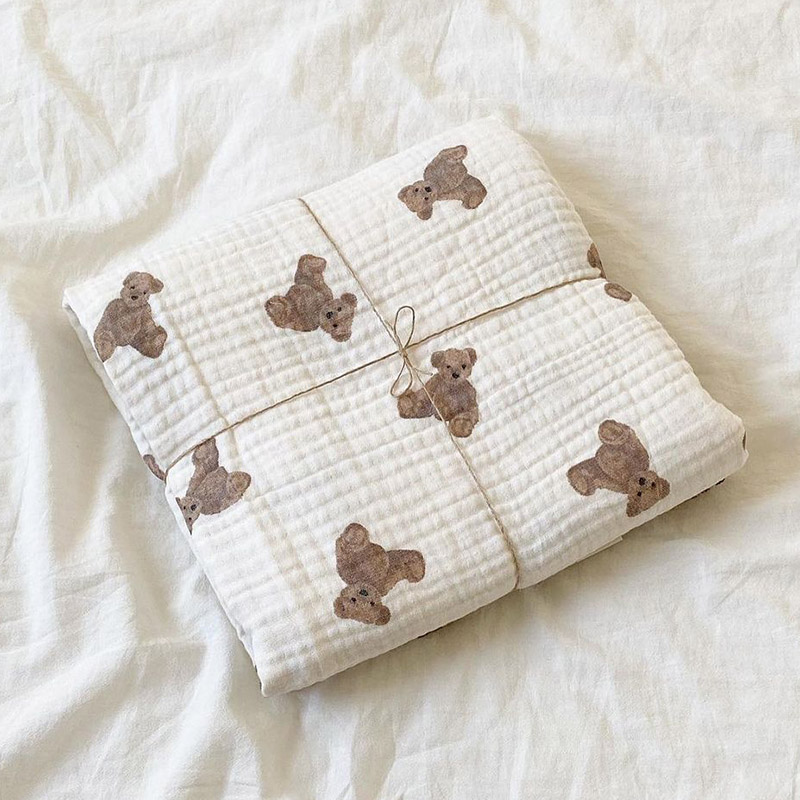 Bear Print Baby Blankets Newbo - đánh giá và giá Swaddle Blanket Muslin