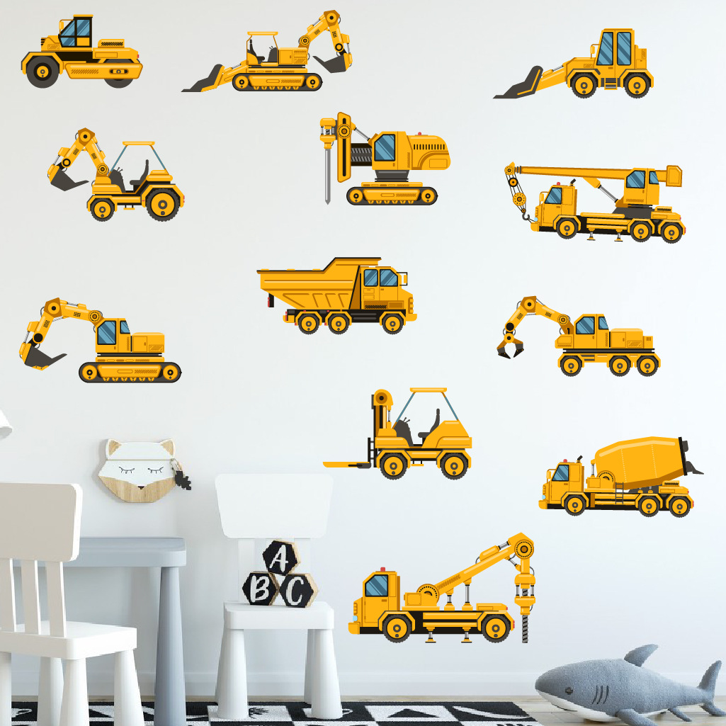 Cartoon Excavator Engineering  - đánh giá và giá Baby Nursery Labels