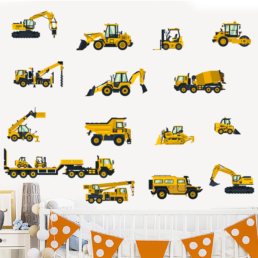 Cartoon Excavator Engineering  - đánh giá và giá Baby Nursery Labels