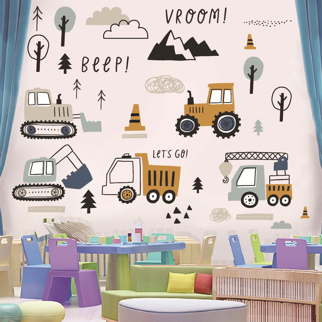 Cartoon Excavator Engineering  - đánh giá và giá Baby Nursery Labels
