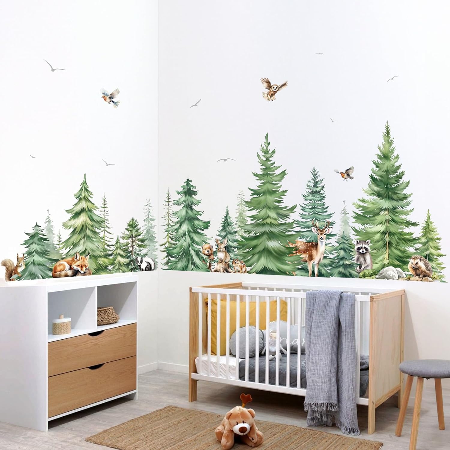 Large Watercolor Pine Tree Ani - đánh giá và giá Baby Nursery Plants