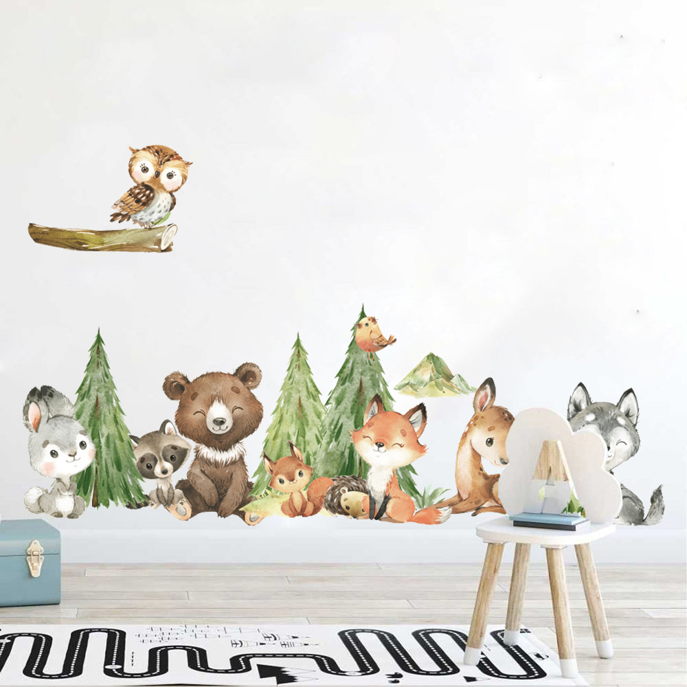 Cartoon Watercolor  Forest Ani - đánh giá và giá Baby Nursery Labels