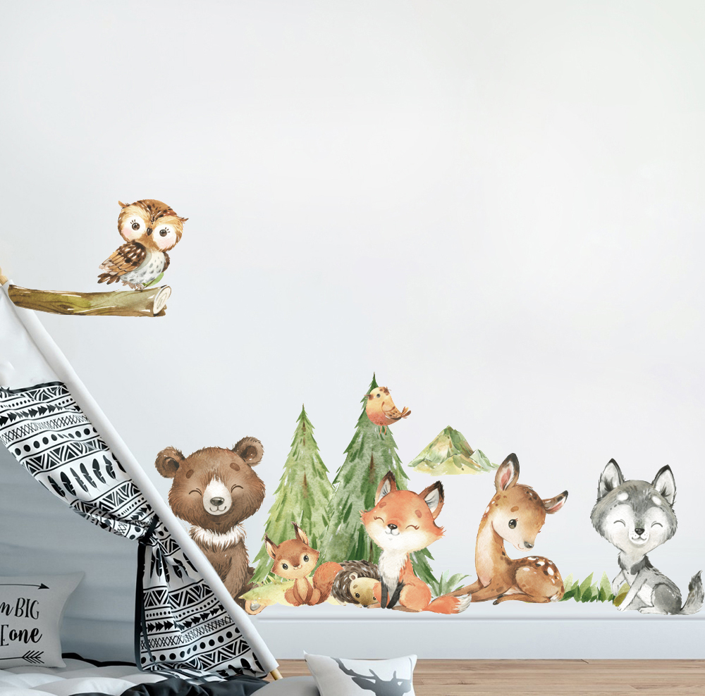 Cartoon Watercolor  Forest Ani - đánh giá và giá Baby Nursery Labels