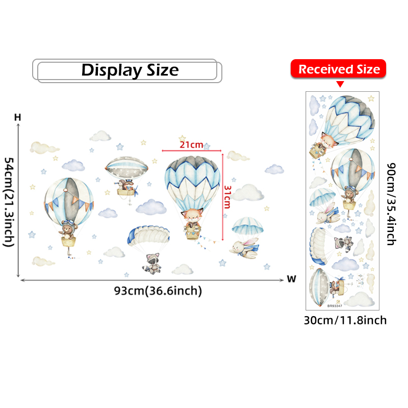 Cartoon Cute Animals Hot Air B - đánh giá và giá Baby Nursery Labels