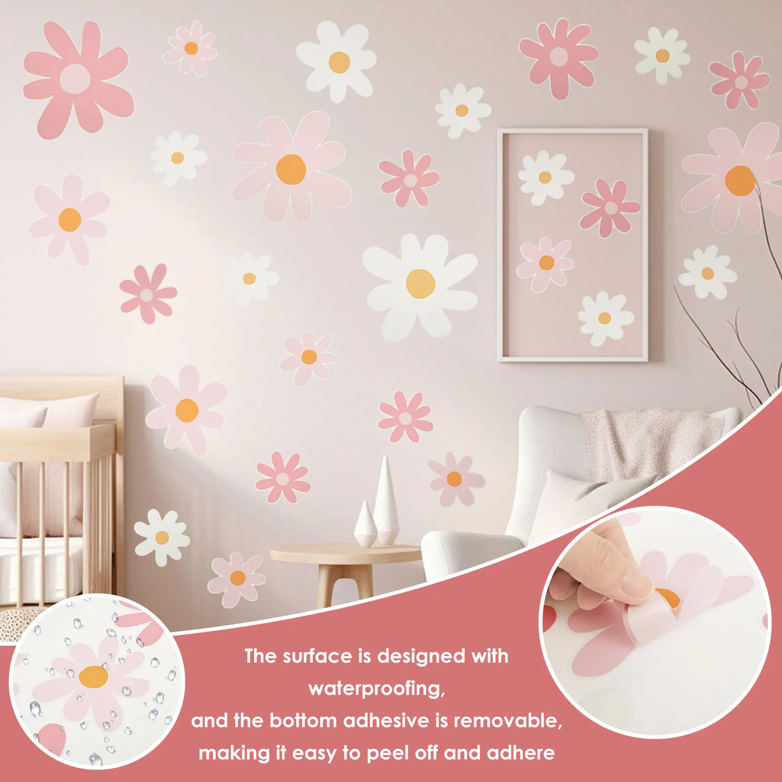 12 Sheets Cute Daisy Floral Wa - đánh giá và giá Baby Nursery Plants