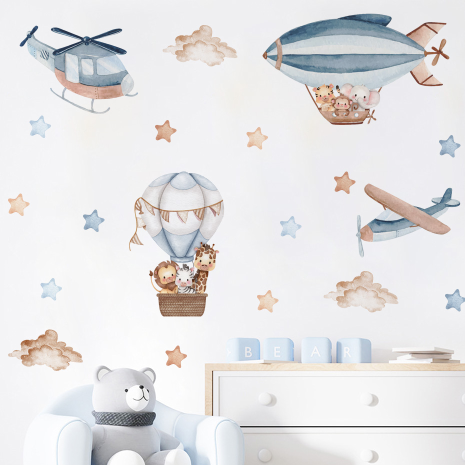Watercolor Animals Hot Air Bal - đánh giá và giá Baby Nursery Labels