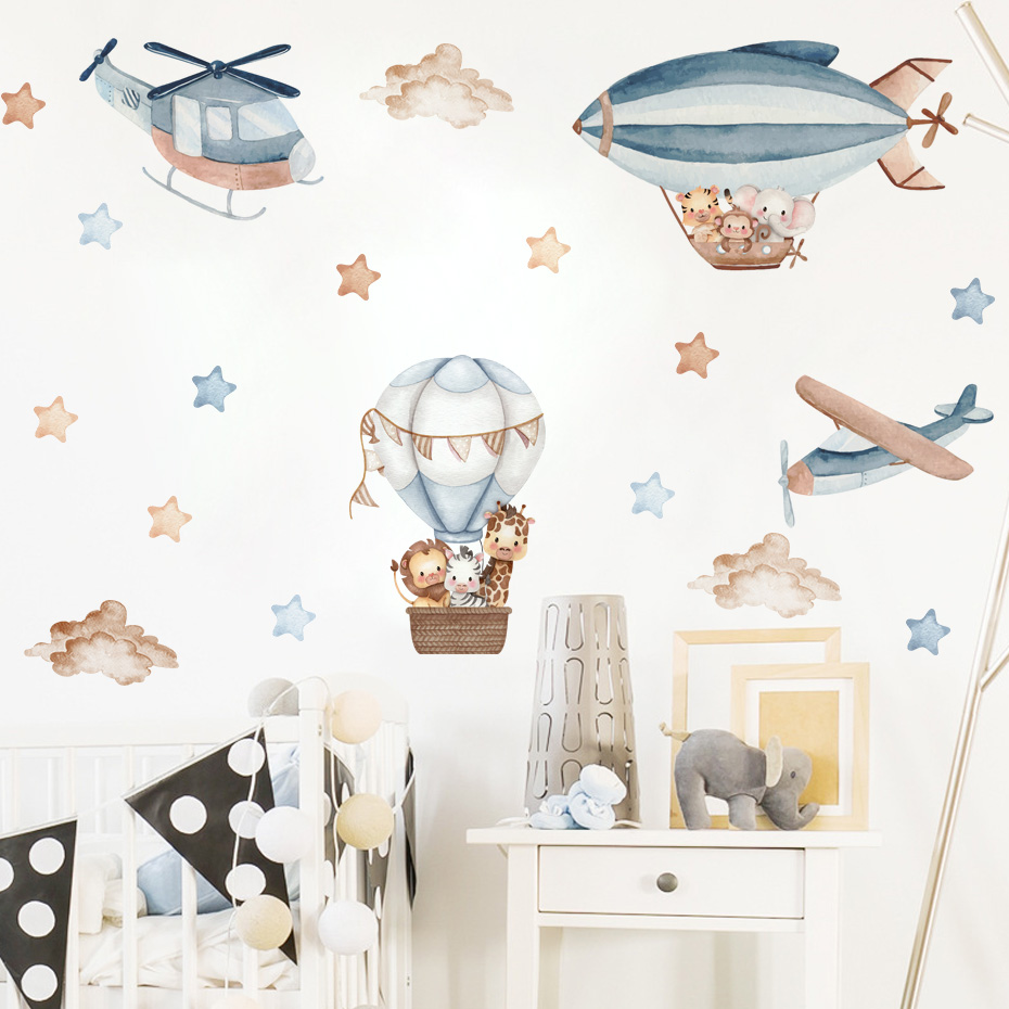 Watercolor Animals Hot Air Bal - đánh giá và giá Baby Nursery Labels