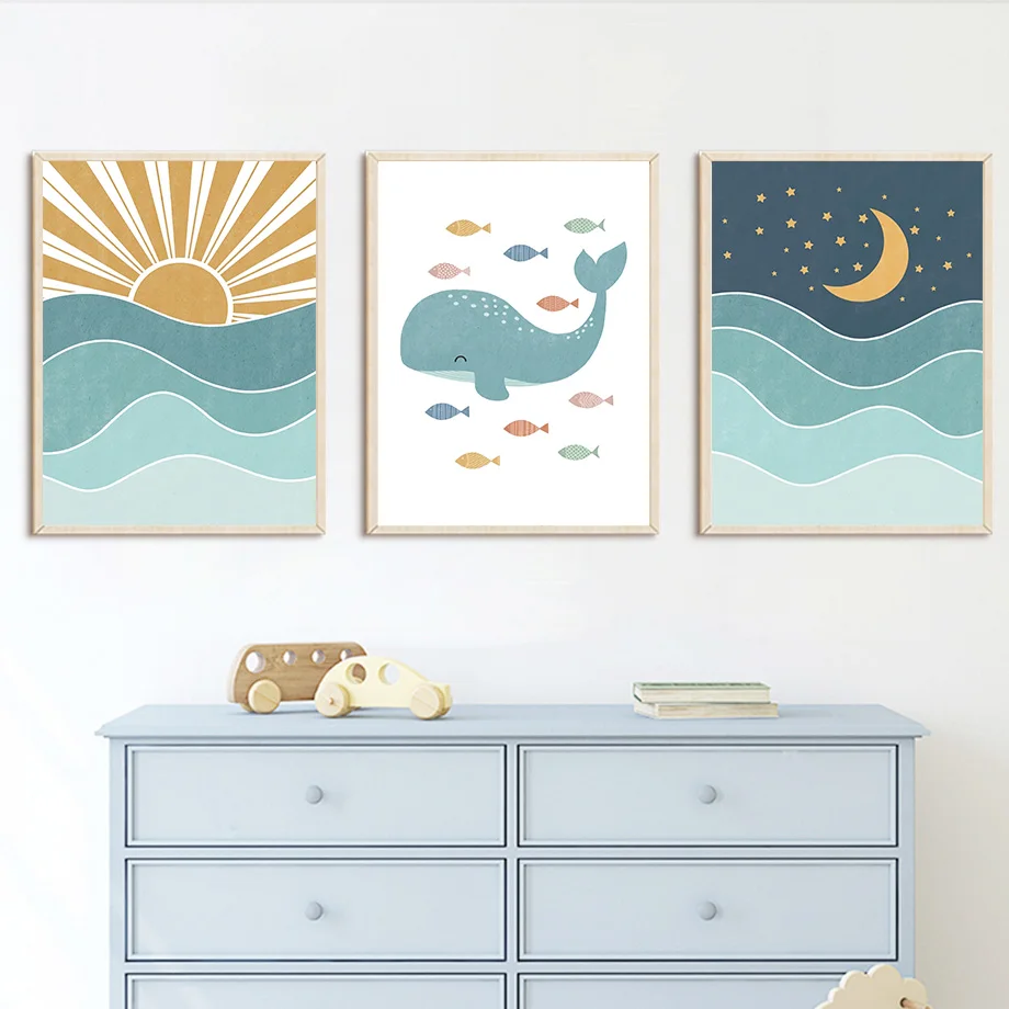 Fish Whale Seagull Sunrise Sun - đánh giá và giá Baby Boy Nursery Quotes
