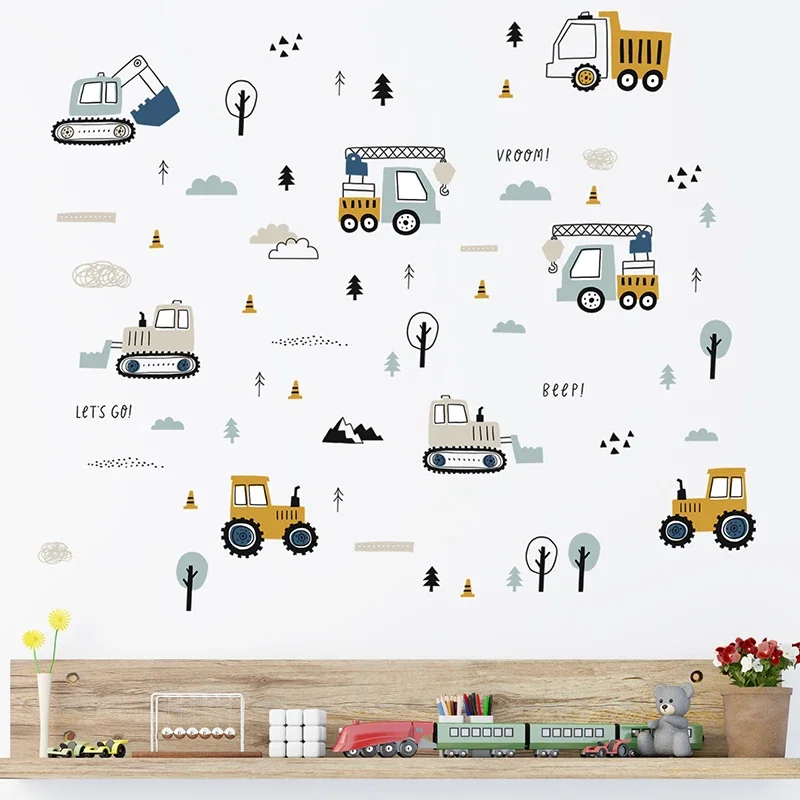 Hand Drawn Cute Cars Cargo Tru - đánh giá và giá Baby Nursery Labels