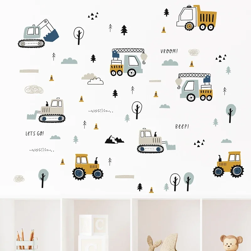 Hand Drawn Cute Cars Cargo Tru - đánh giá và giá Baby Nursery Labels