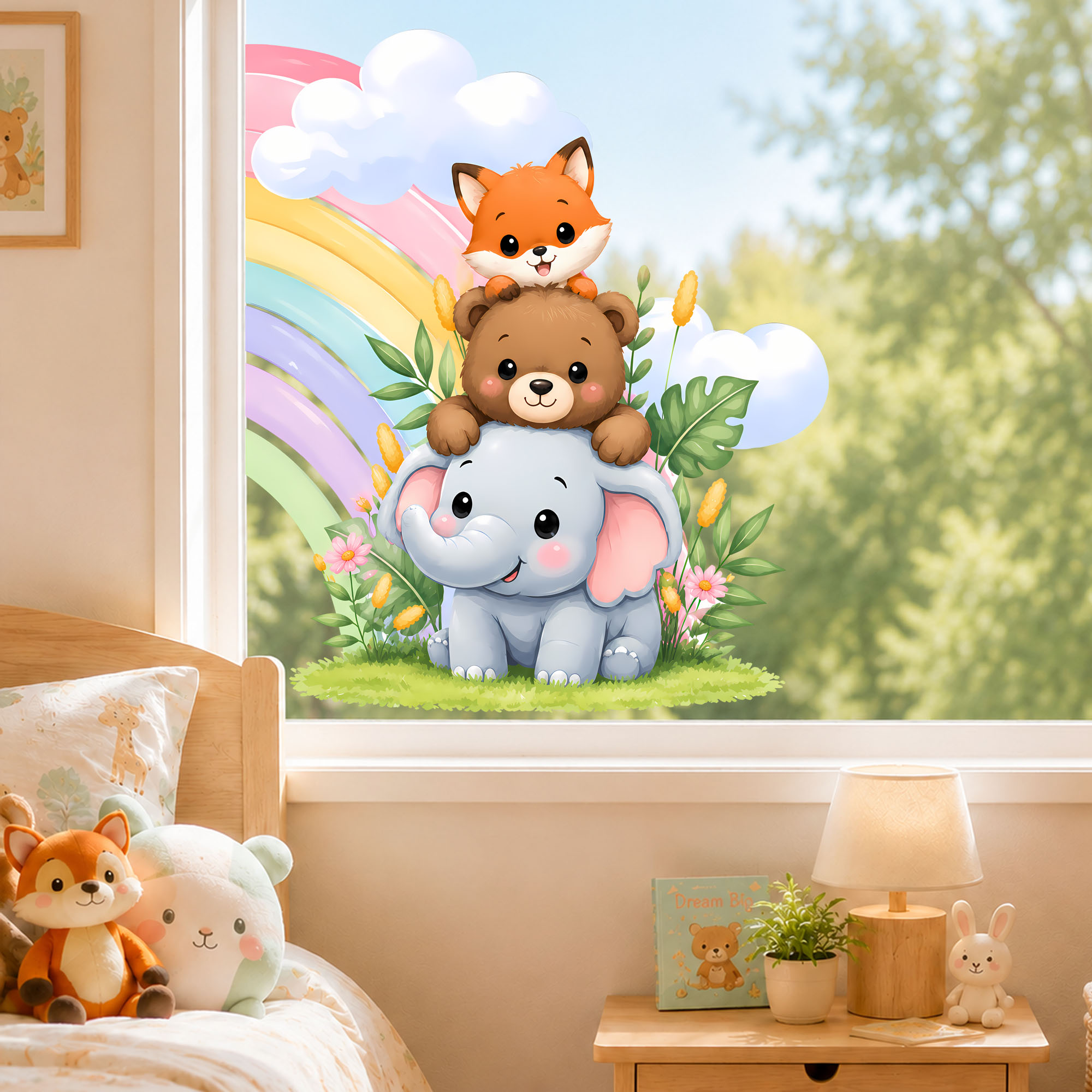 Cute Elephant Bear Fox Window  - đánh giá và giá Baby Nursery Labels