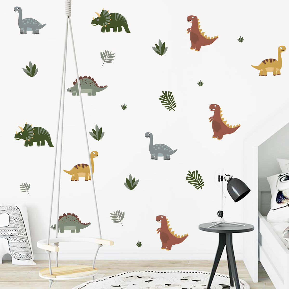 Cartoon Cute Dinosaur Leaf Ani - đánh giá và giá Baby Nursery Labels