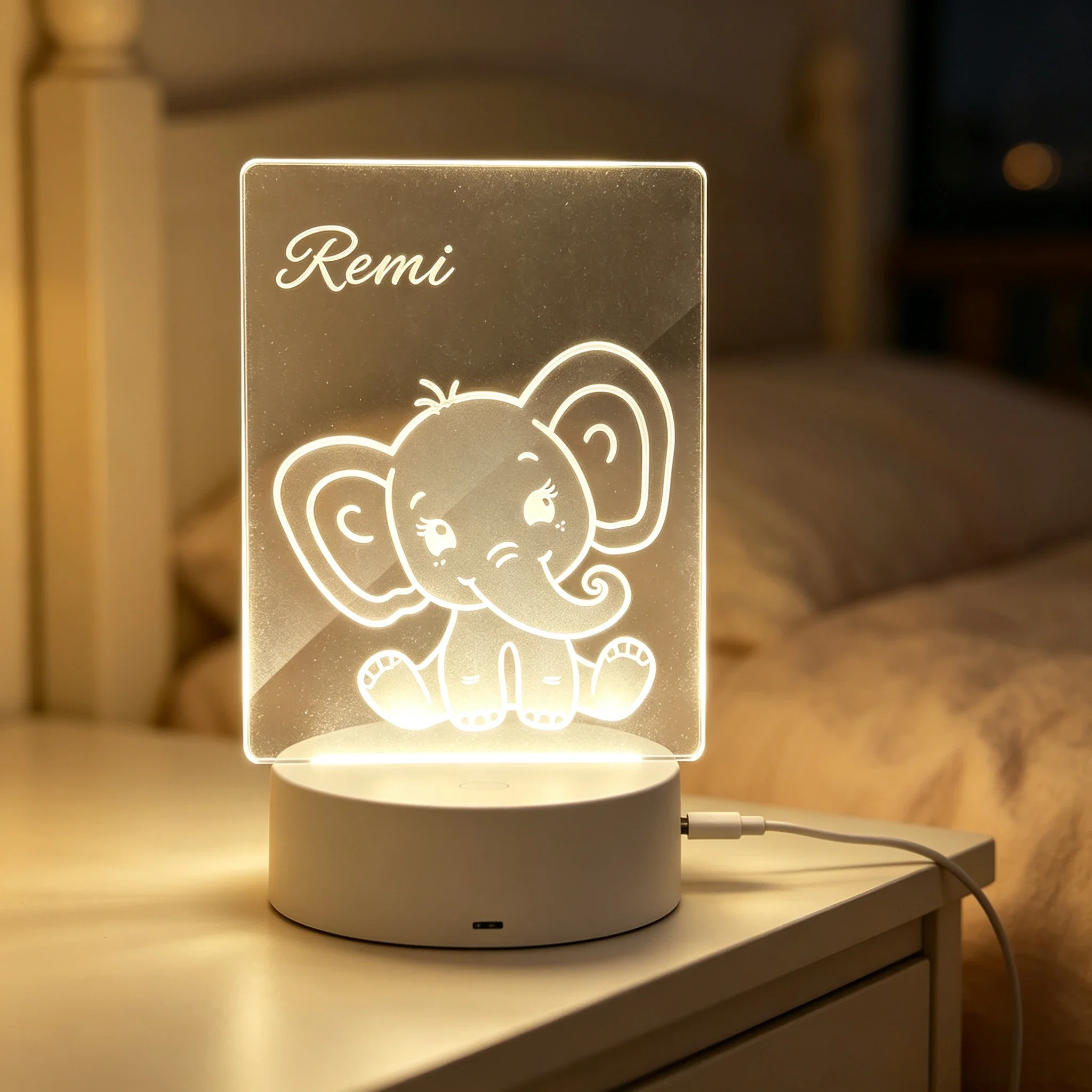 Custom Name Cute Baby Elephant - đánh giá và giá Baby Nursery Night Light