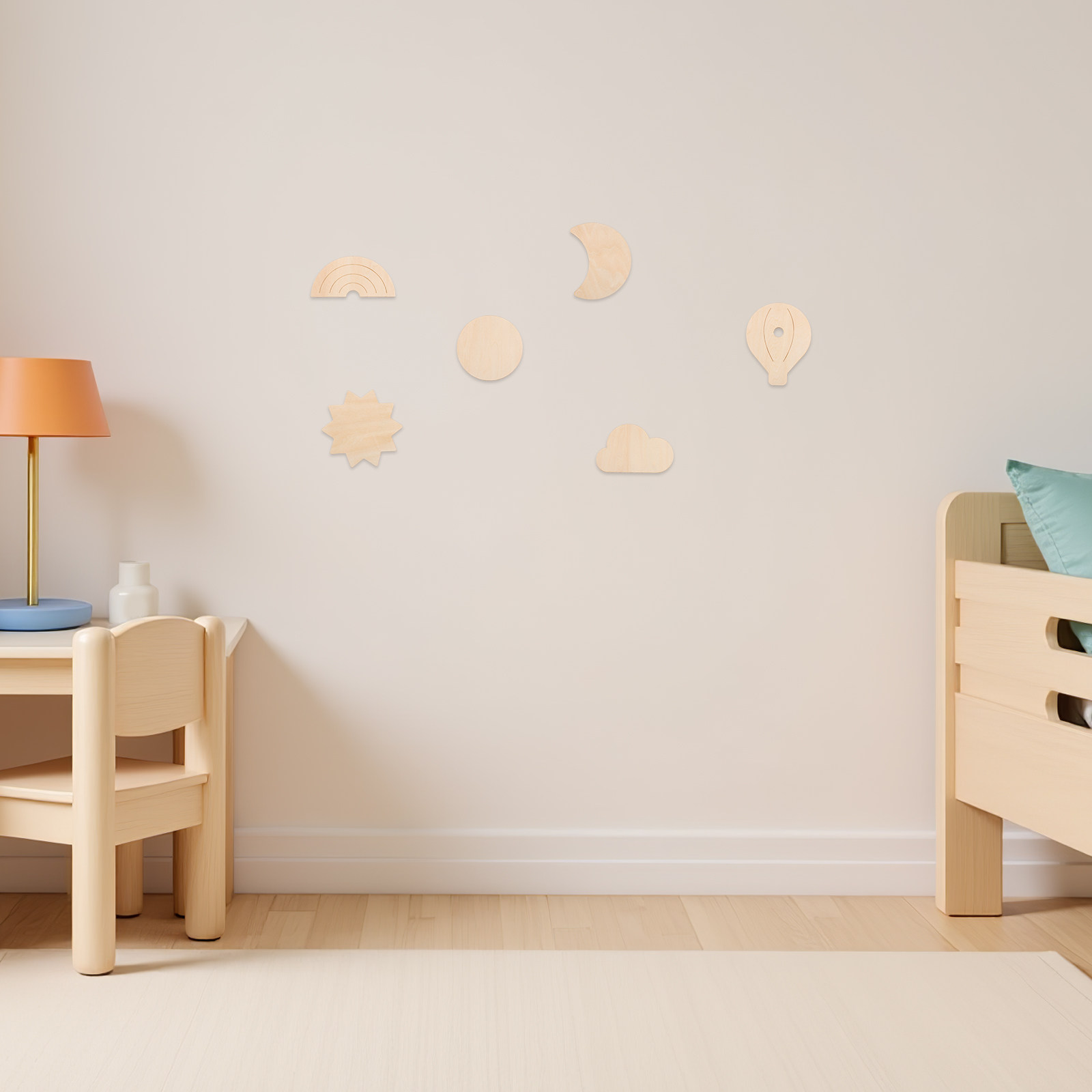 6Pcs Wooden Wall Stickers Sky  - đánh giá và giá Baby Nursery Hot Air Balloon Theme