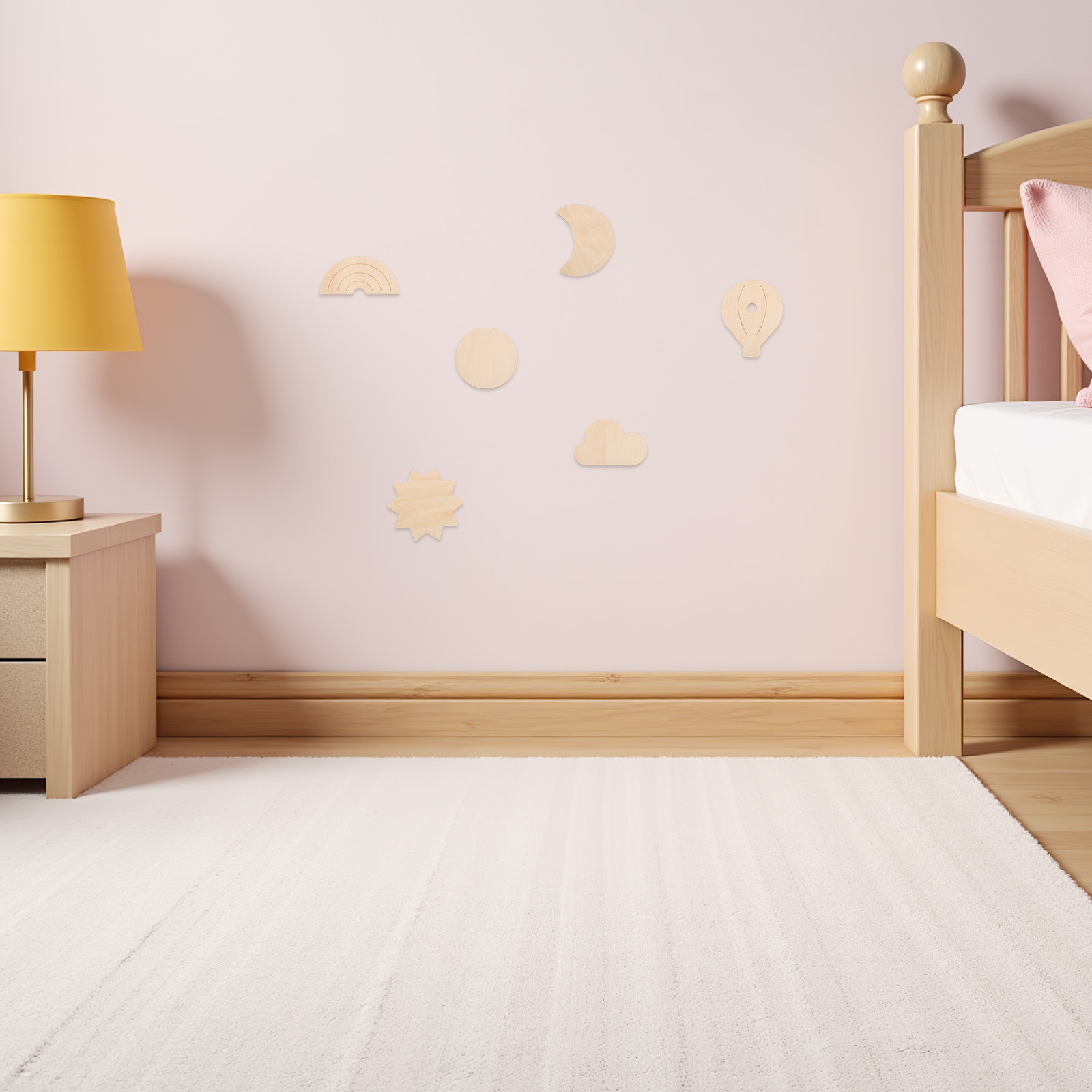 6Pcs Wooden Wall Stickers Sky  - đánh giá và giá Baby Nursery Hot Air Balloon Theme
