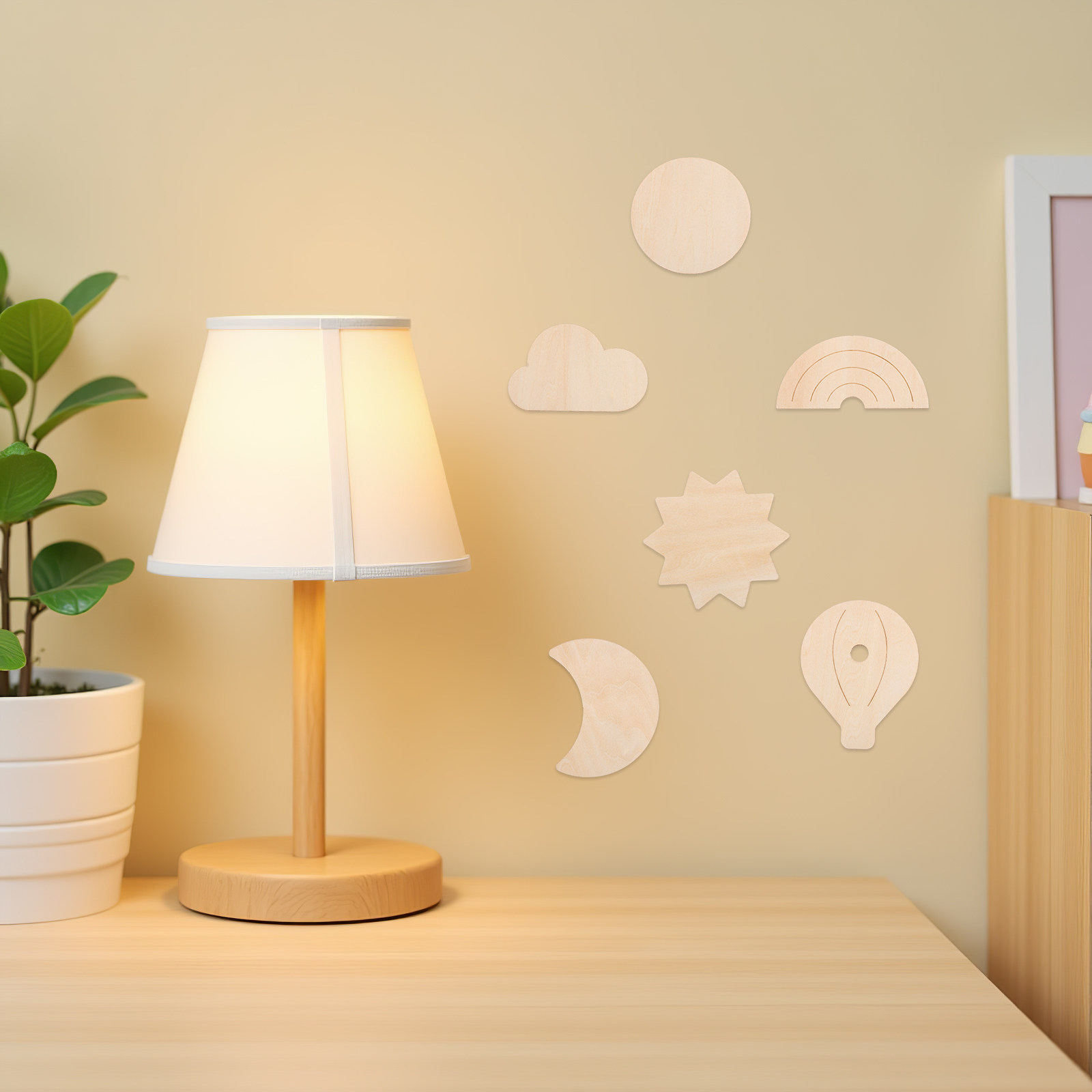 6Pcs Wooden Wall Stickers Sky  - đánh giá và giá Baby Nursery Hot Air Balloon Theme