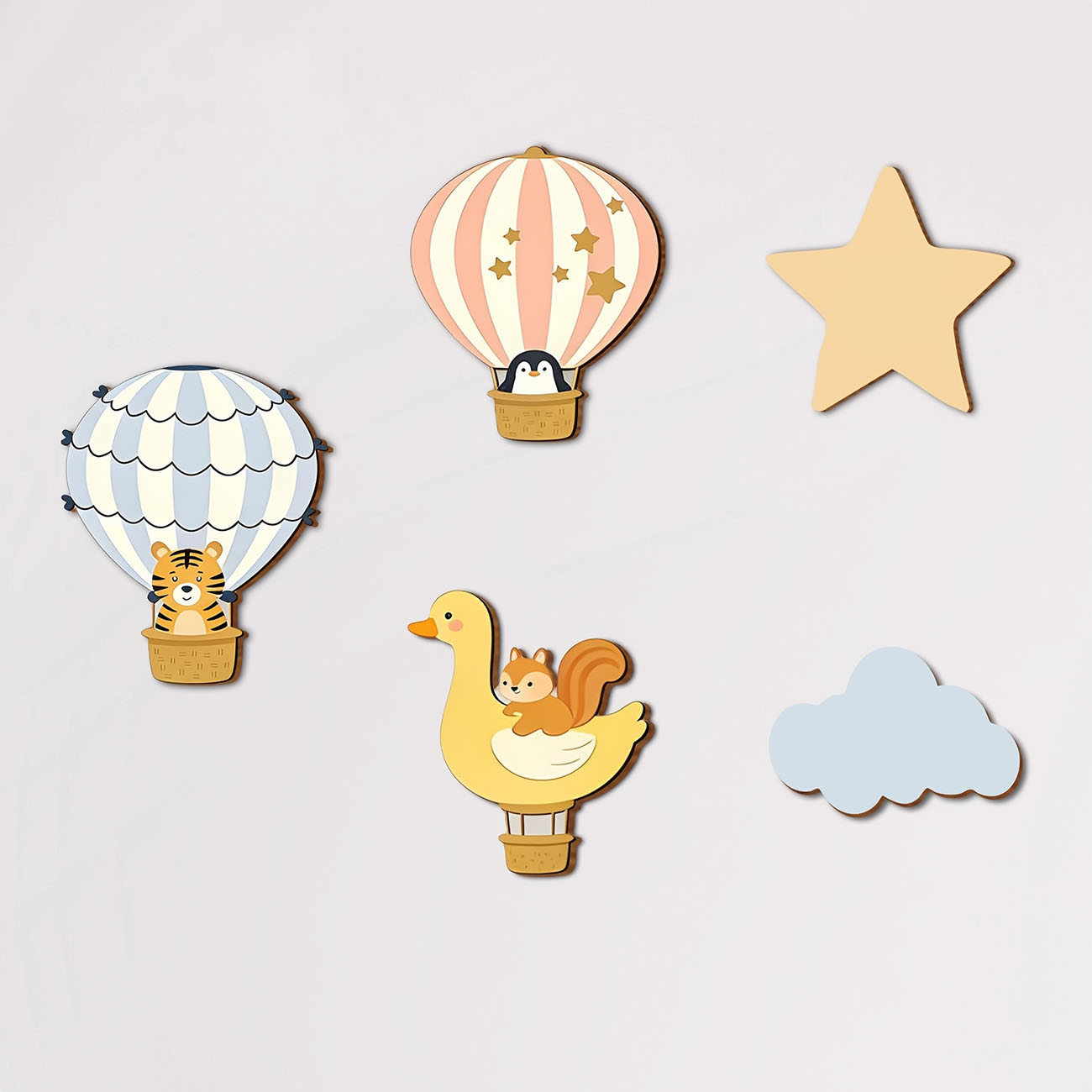5Pcs Animal Hot Air Balloon Wo - đánh giá và giá Baby Nursery Labels