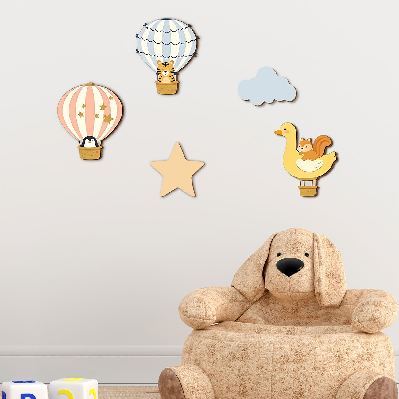 5Pcs Animal Hot Air Balloon Wo - đánh giá và giá Baby Nursery Labels